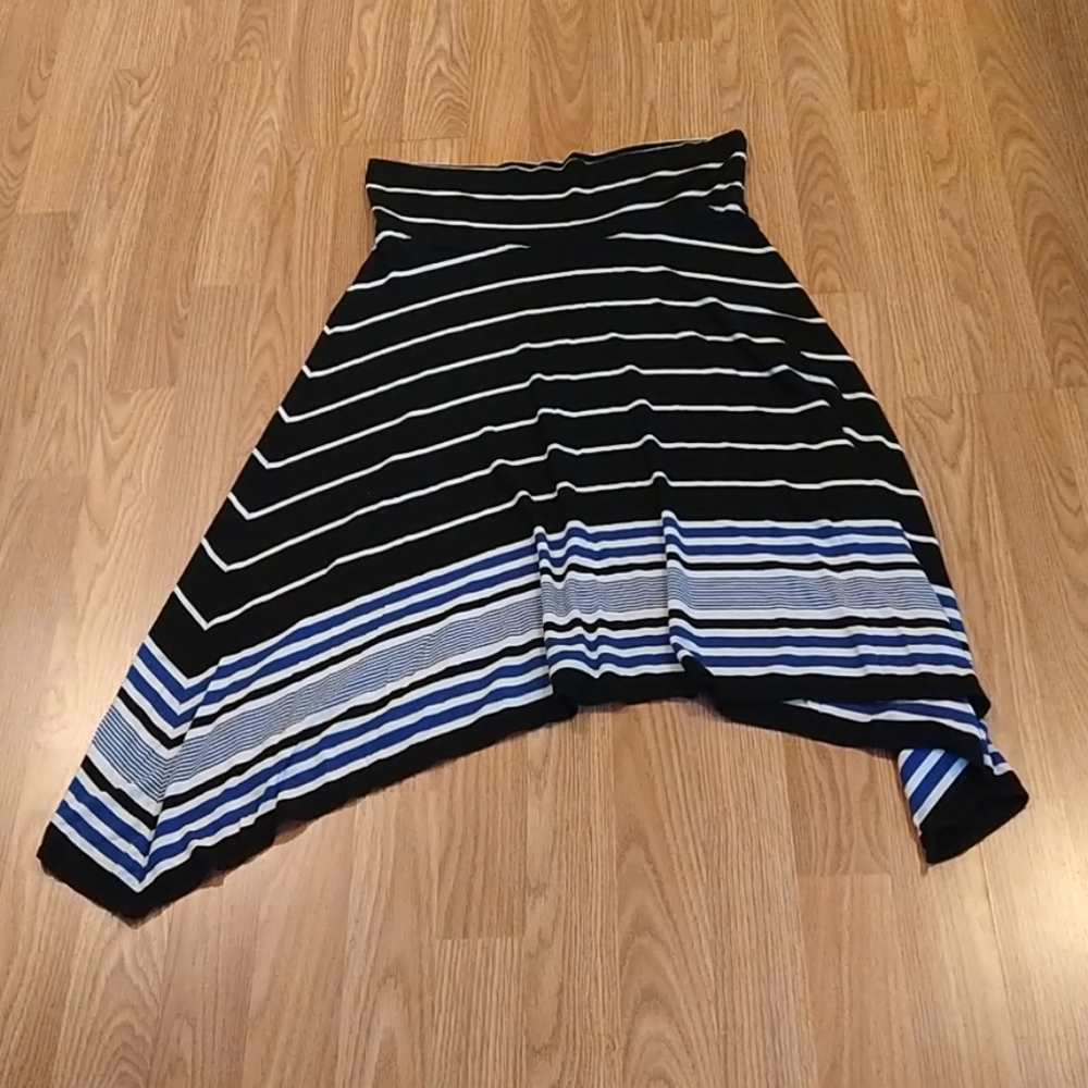 Max Studio Black,White & Blue Striped Skirt